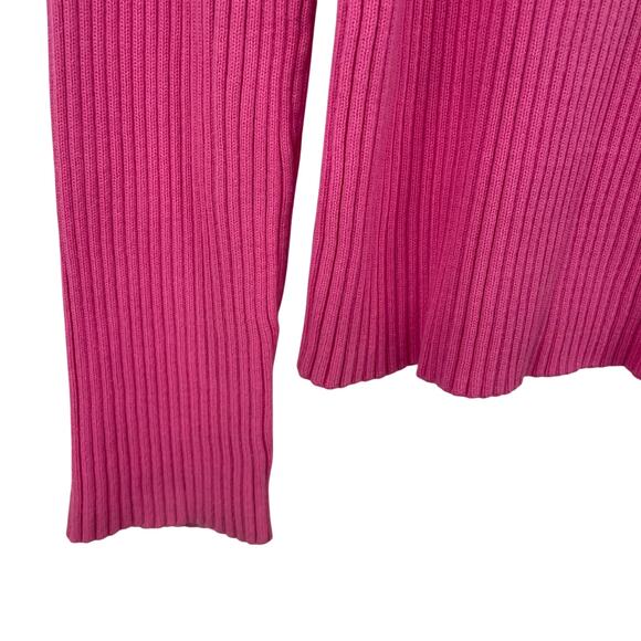 Y2K Tommy Hilfiger Pure Cotton Ribbed Knit Logo Sweater Pink Womens Large - Picture 4 of 7